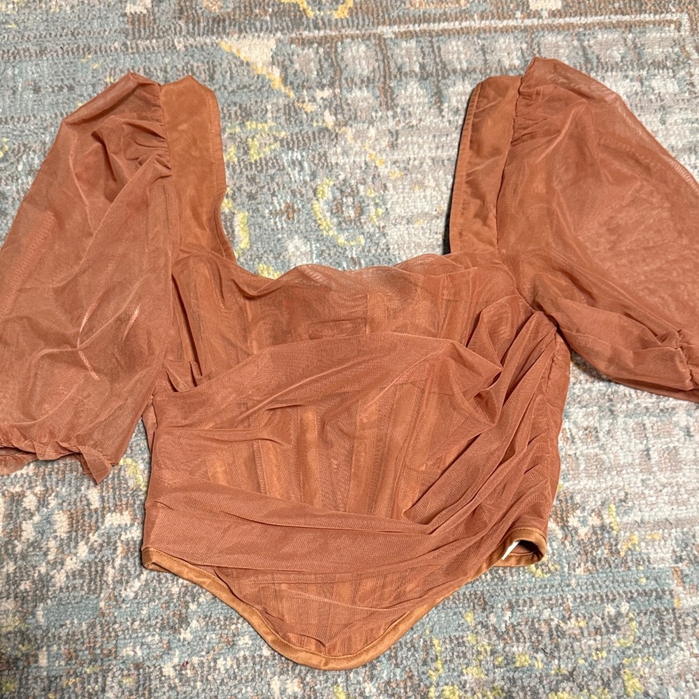 Missguided + Rust Puff Sleeve Blouse